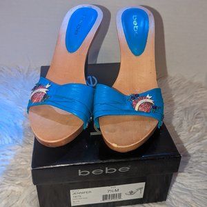 bebe Jennifer Style Blue Sling Back Stilettos